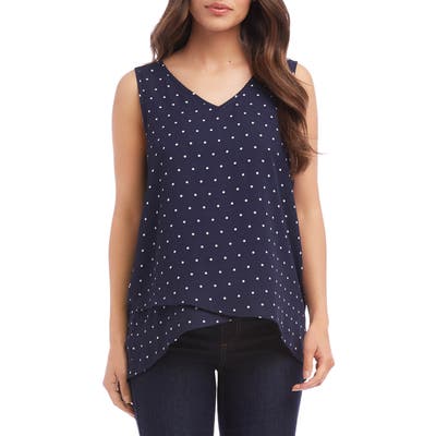 Karen Kane Polka Dot Asymmetric Tank Top, Blue