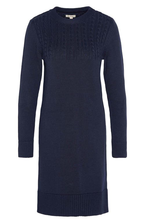 Shop Barbour Guernsey Cable Stitch Long Sleeve Cotton Sweater Dress In Navy