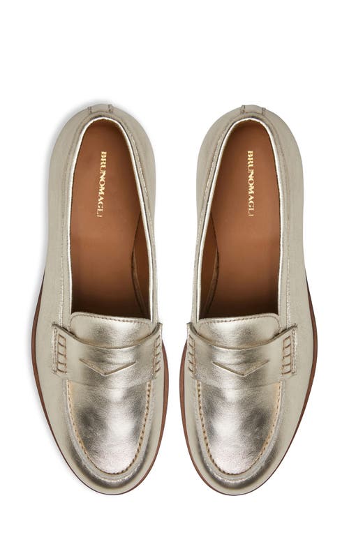 Shop Bruno Magli Lixia Penny Loafer In Gold Metallic