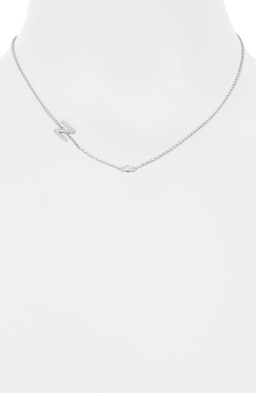 Meshmerise Bezel Diamond Initial Chain Necklace In White-n