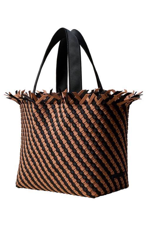 Shop Naghedi Medium Havana Stripe Woven Tote In Algarve