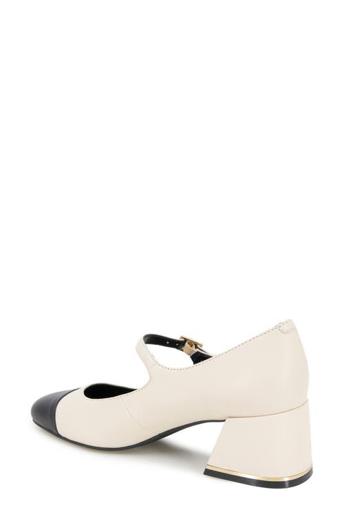 Kenneth Cole Alec Mary Jane Pump In White/black Leather
