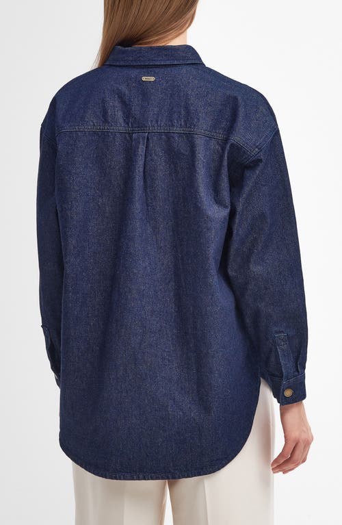 Shop Barbour Cassie Oversize Denim Shirt In Dark Indigo Purple Wash