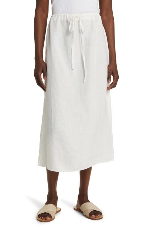 Monet Linen Drawstring Midi Skirt in White