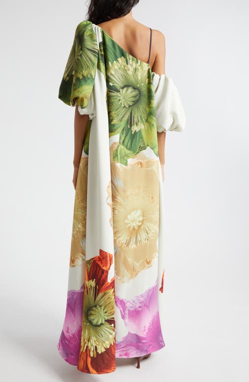 Shop Stine Goya Payton Floral Asymmetric Neck Maxi Dress In Poppies Bloom