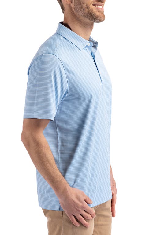 Cutter & Buck Forge Fine Line Stripe Recycled Blend Polo In Atlas/white