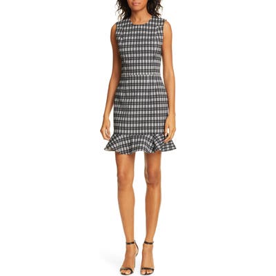 Dvf Reiley Plaid Ruffle Hem Dress, Black
