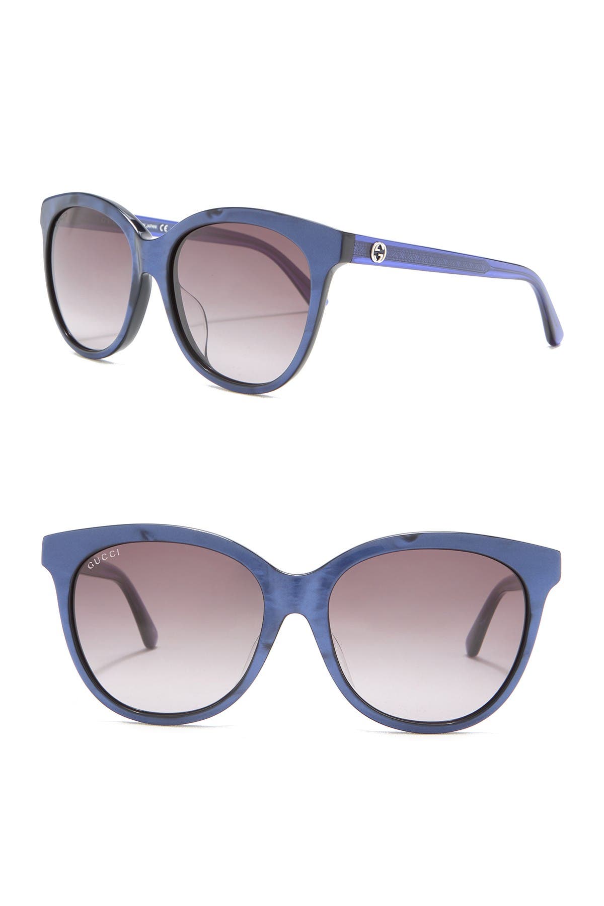 Gucci 56mm Round Sunglasses In Shiny Pearled Blue