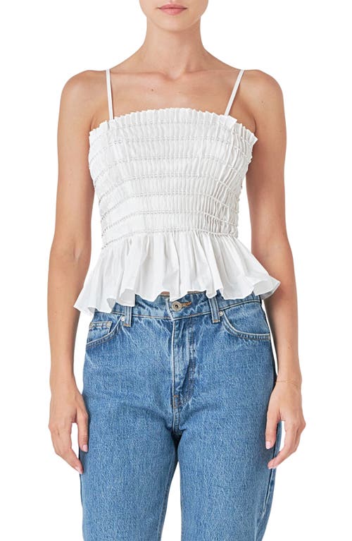 Shop Endless Rose Bead Pleated Peplum Camisole In White