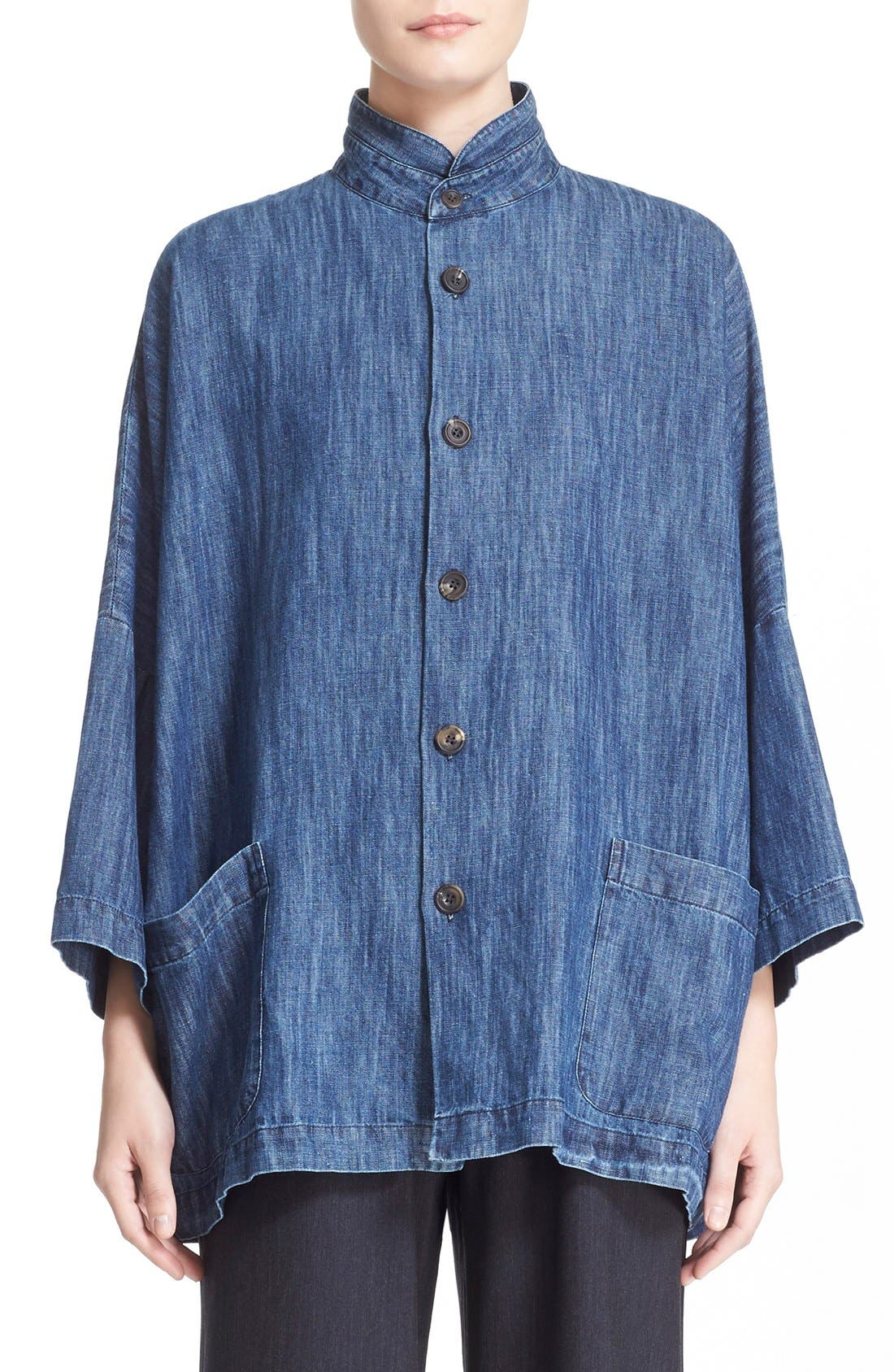 eskandar Cotton & Linen Denim Jacket Nordstrom
