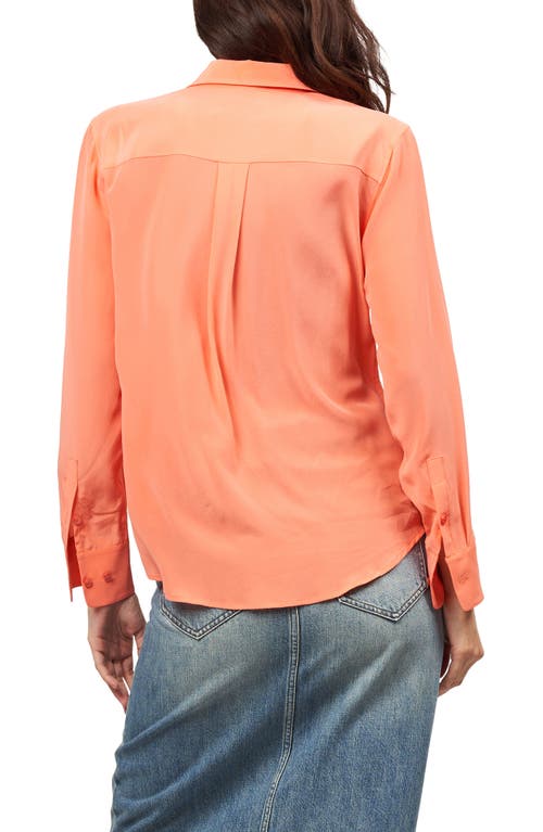 Shop Equipment Signature Slim Fit Silk Button-up Shirt In Living Coral