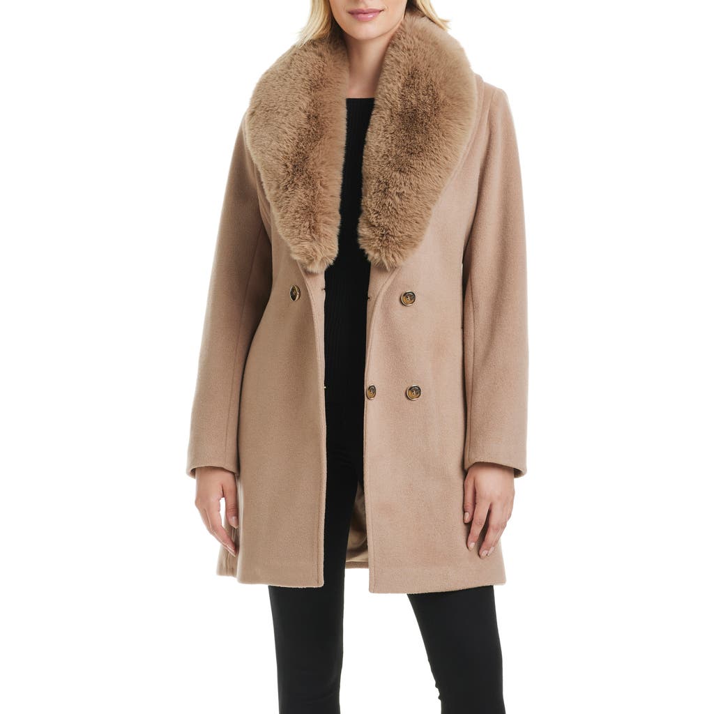 VINCE CAMUTO VINCE CAMUTO WRAP COAT WITH REMOVABLE FAUX FUR COLLAR
