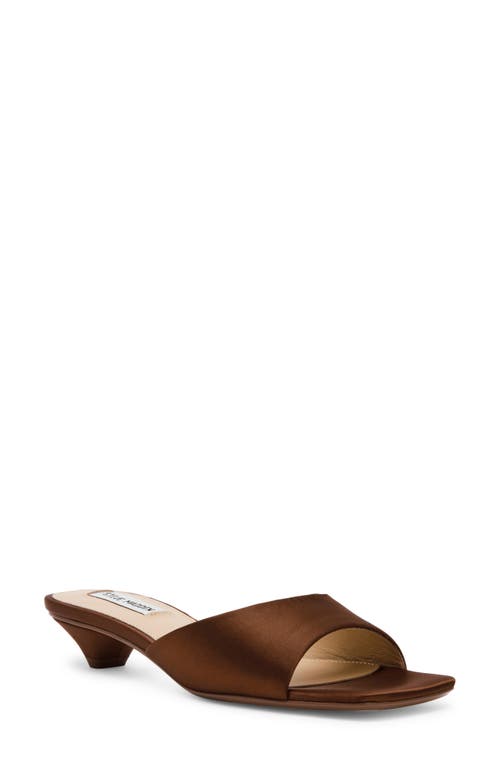 Shop Steve Madden Joanie Kitten Heel Slide Sandal In Brown Satin