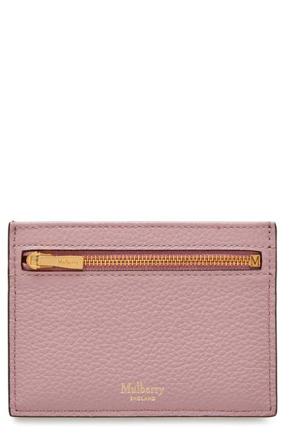 Mulberry Zipped Leather Card Case In Powder Pink