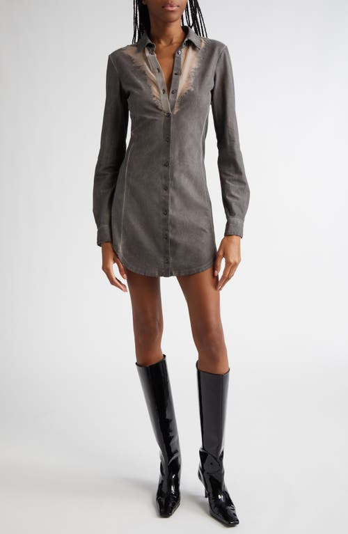 Shop Diesel ® D-giseld-p1 Long Sleeve Devoré Jersey Mini Shirtdress In Smoke Grey