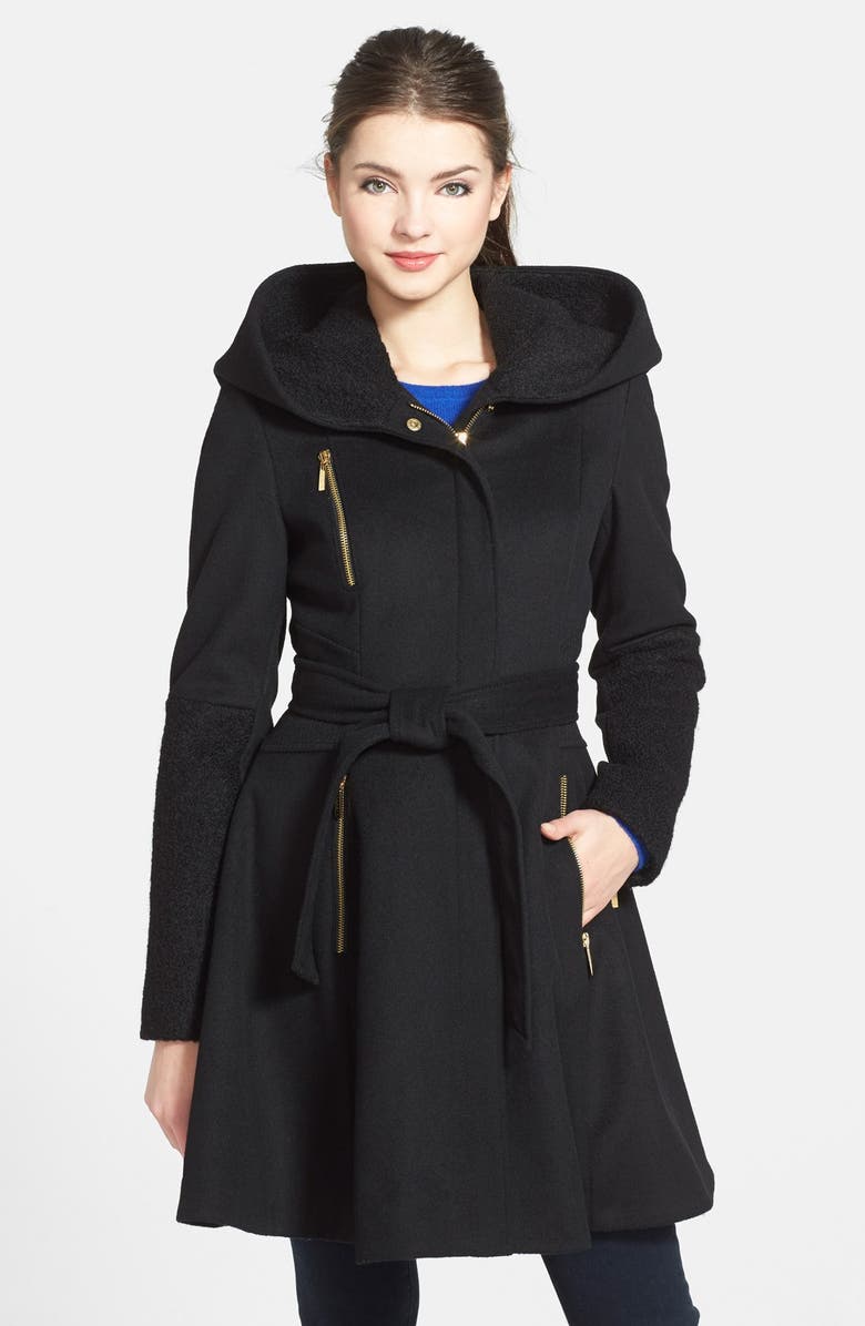Laundry by Shelli Segal Boiled Wool Blend Fit & Flare Coat | Nordstrom