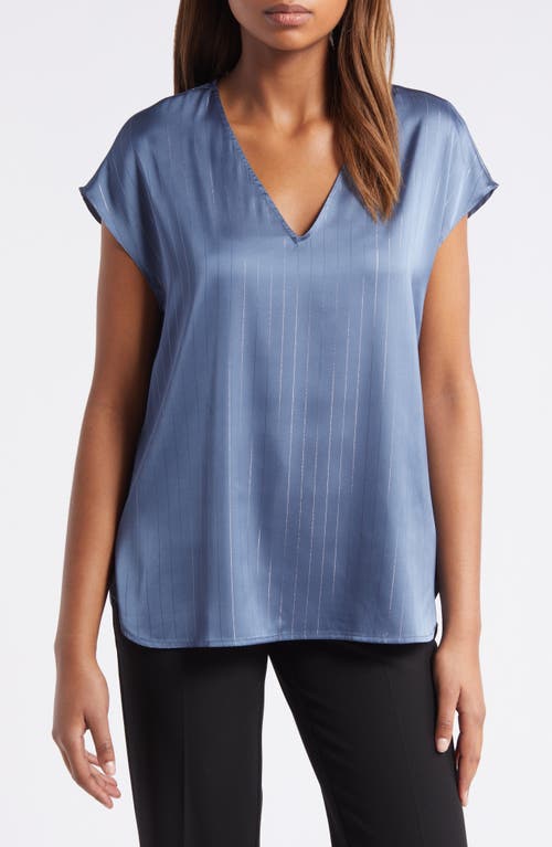 Shop Halogenr Halogen(r) Satin V-neck Top In Vintage Indigo Blue Stripe