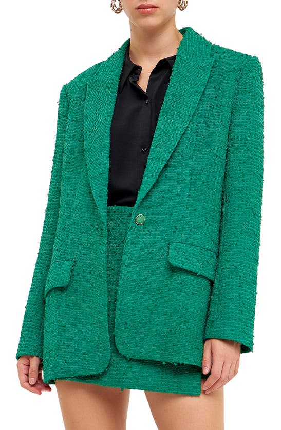 Endless Rose Tweed Blazer In Green