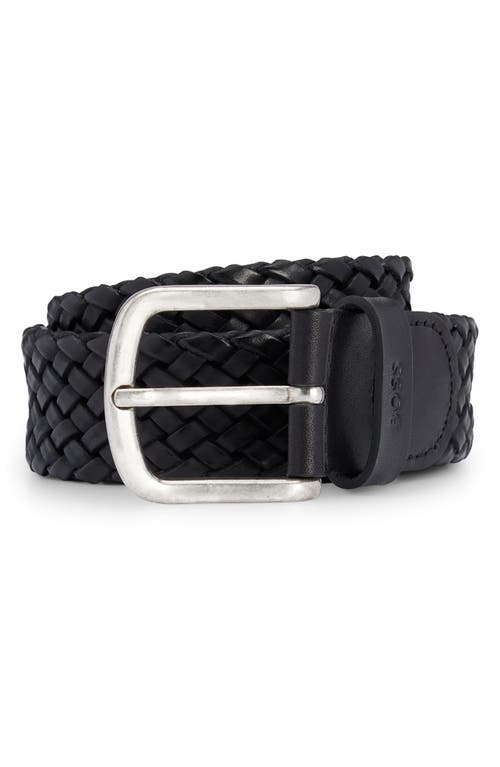 Shop Hugo Boss Boss Sash Woven Leather Belt In Black