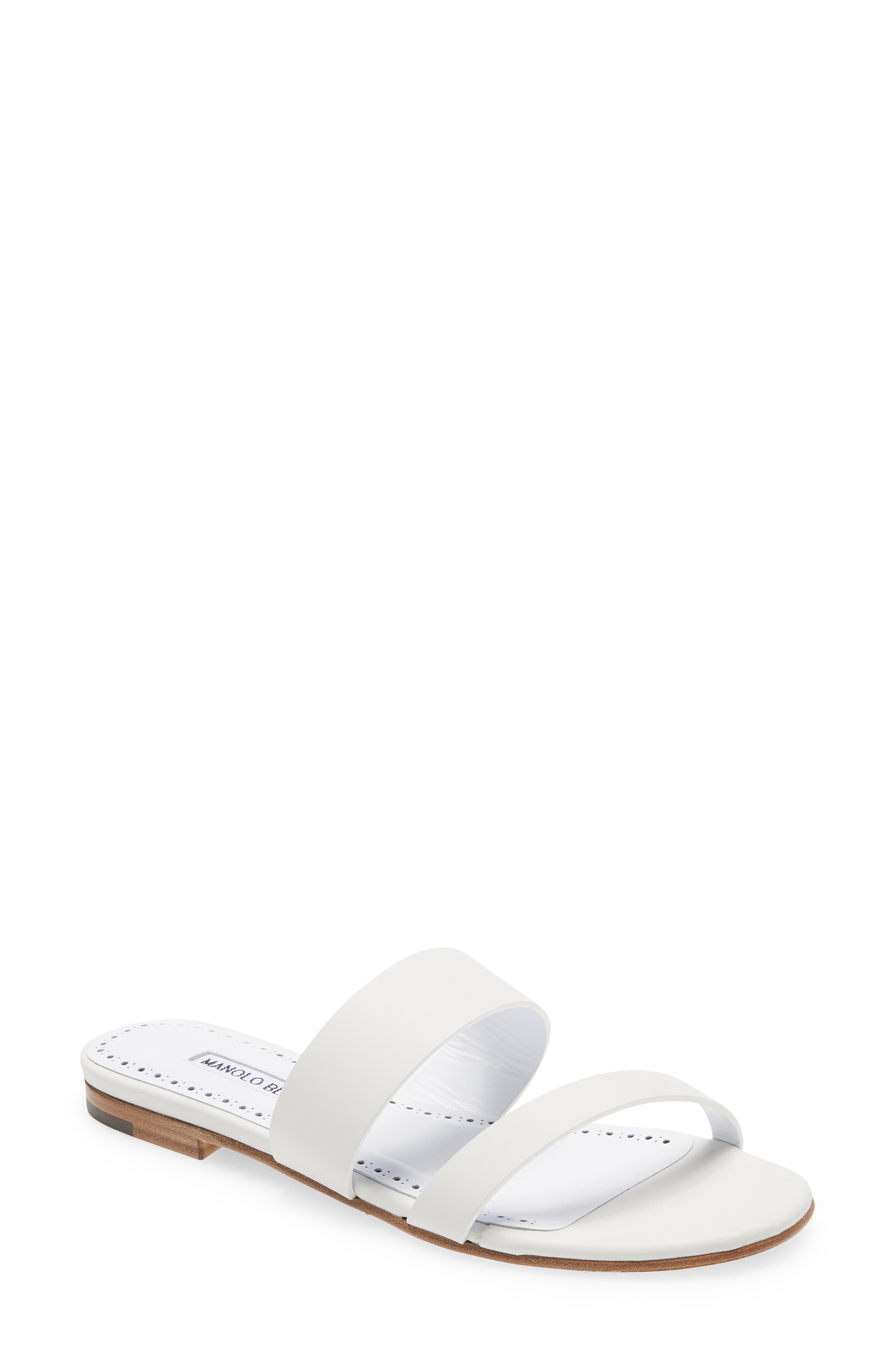 Manolo Blahnik Serrato Slide Sandal in White at Nordstrom, Size 7Us
