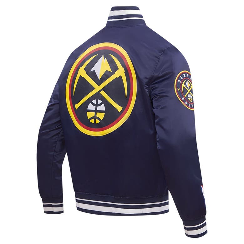 Shop Pro Standard Navy Denver Nuggets Script Tail Full-snap Satin Varsity Jacket