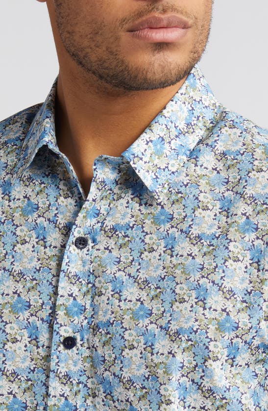 Shop Liberty London Libby Lasenby Floral Cotton Button-up Shirt In Light Blue