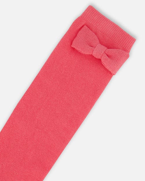 Shop Deux Par Deux Girl's Bow Knee Socks Magenta In Camelia Rose