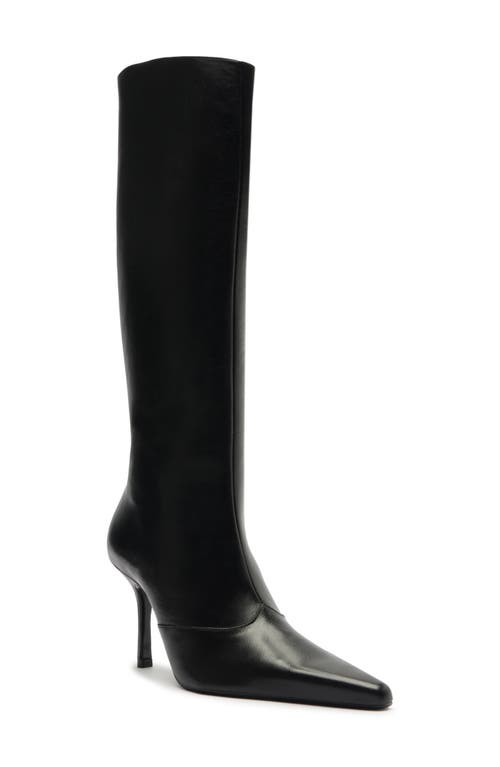 Shop Schutz Raffaela Up Stiletto Pointed Toe Knee High Boot In Black