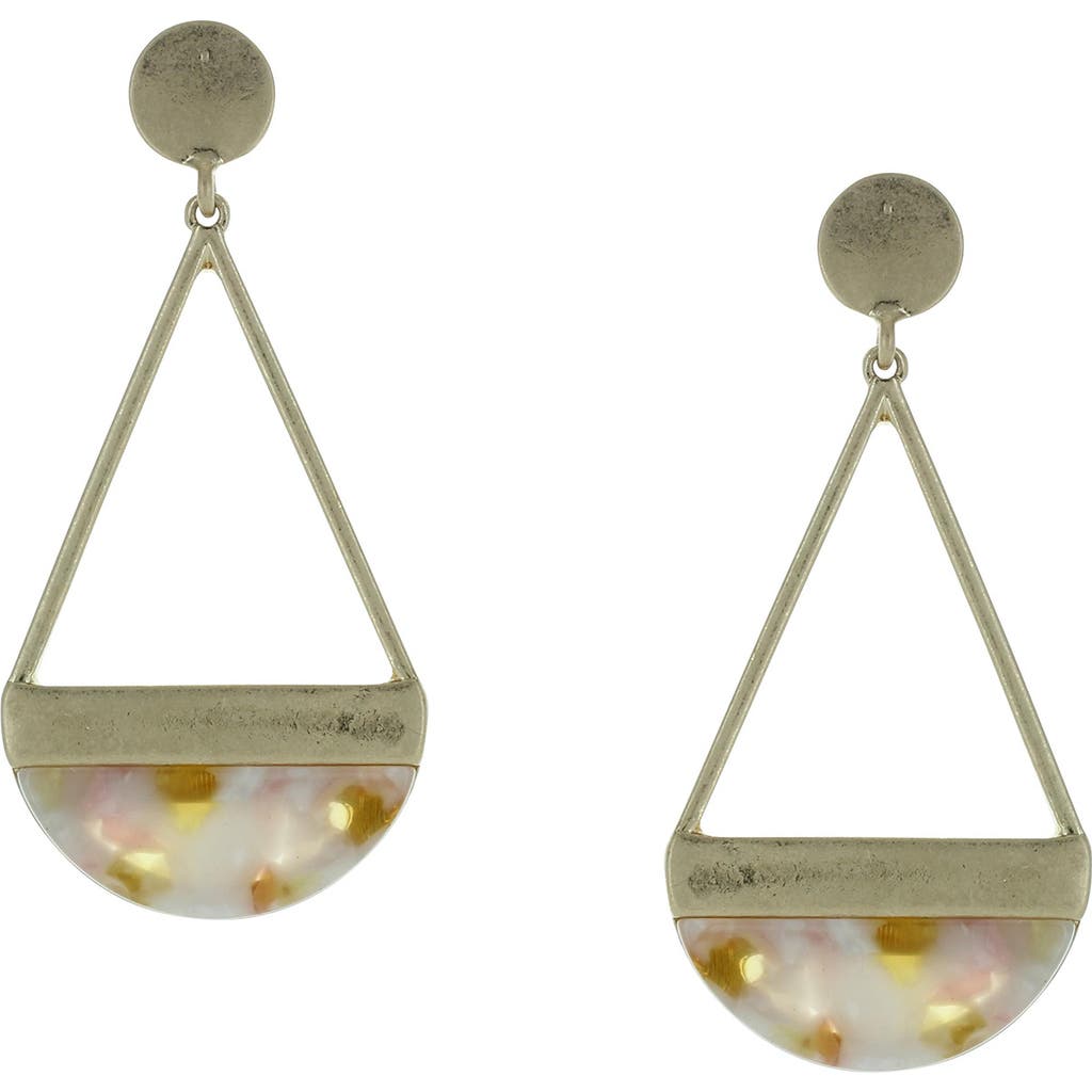 Shop Olivia Welles Gia Resin Drop Earrings In Worn Gold/pink