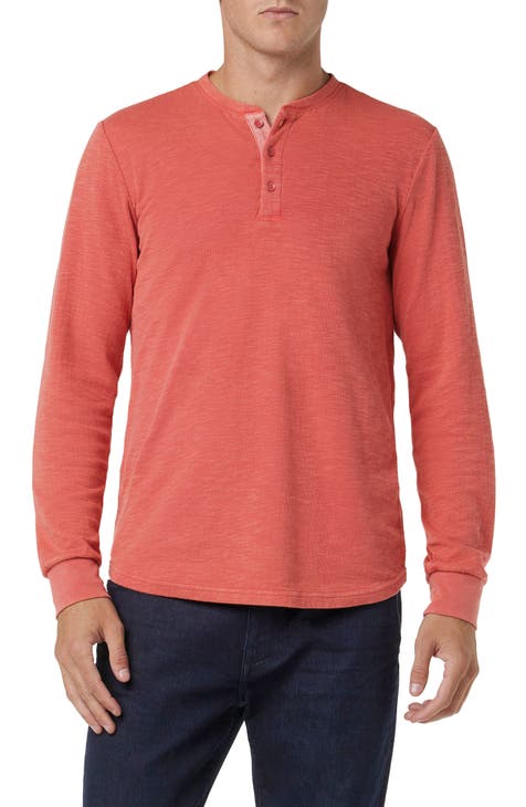 Lucky Brand Floral Long Sleeve Thermal Henley in Red