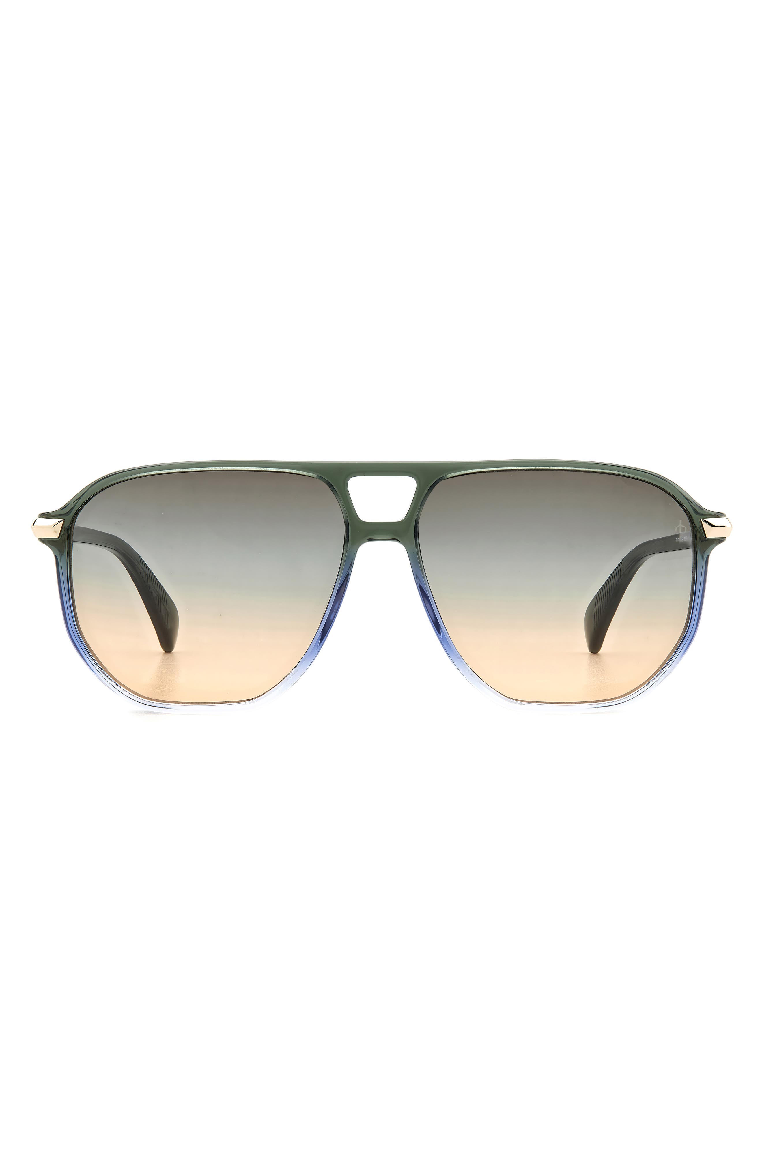 rag & bone 58mm Rectangular Sunglasses in Green Black/Brown 