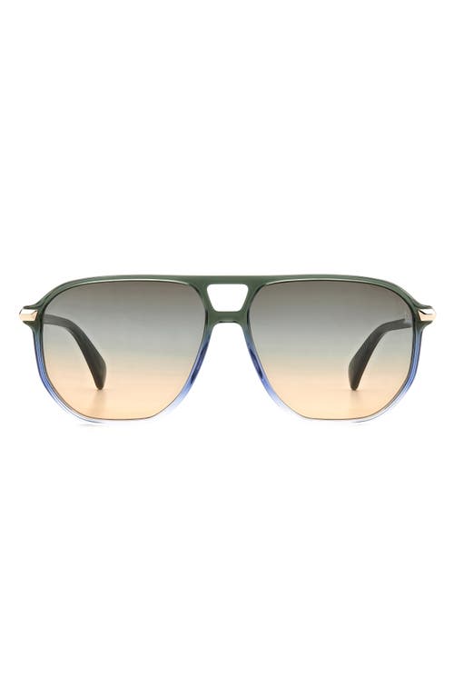 rag & bone 58mm Rectangular Sunglasses in Green Black/Brown Blue at Nordstrom