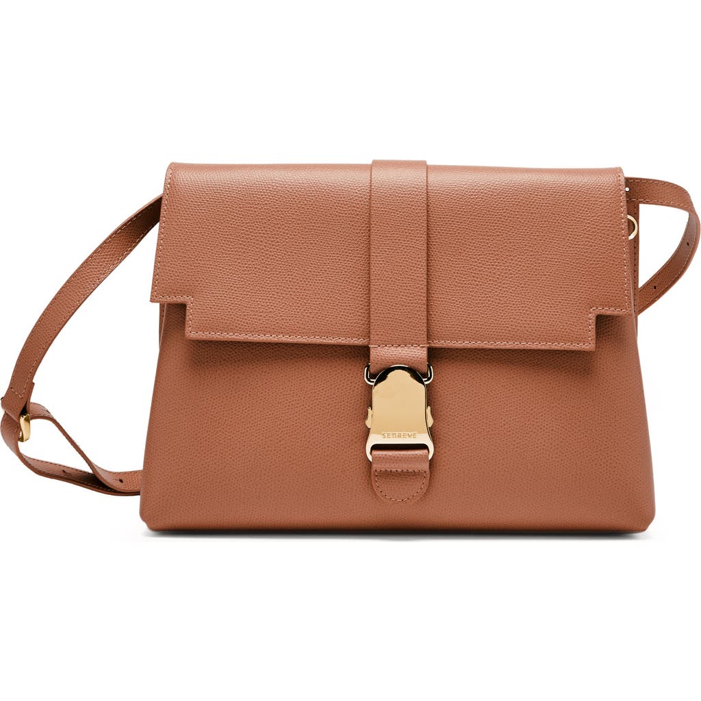 Senreve Cadence Shoulder Pebbled Leather Handbag In Chestnut