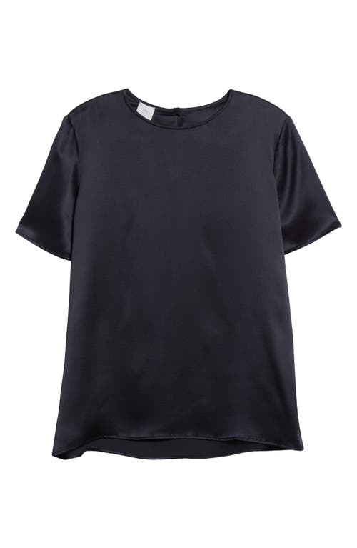 Eleventy Crewneck Silk Shirt In Navy