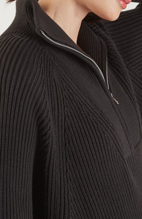 Shop Oyun Mia Zip Henley In Caviar