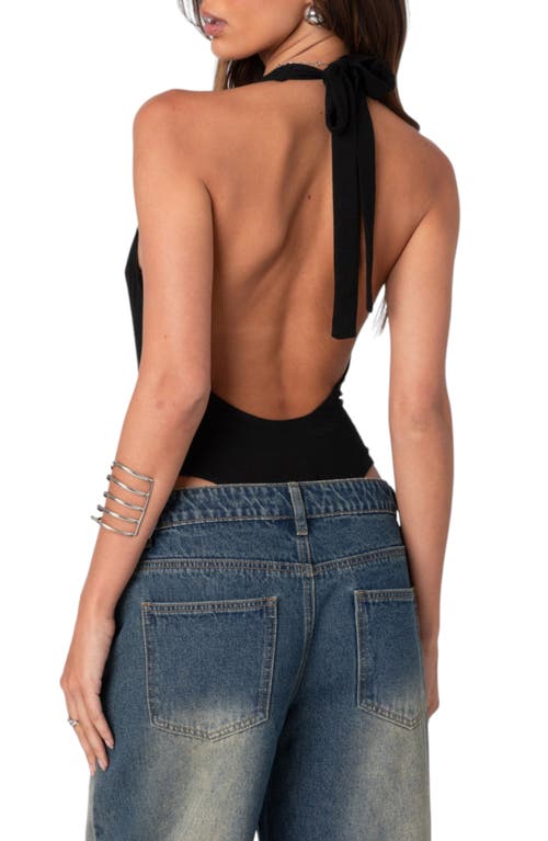 EDIKTED EDIKTED PLUNGE NECK HALTER BODYSUIT 