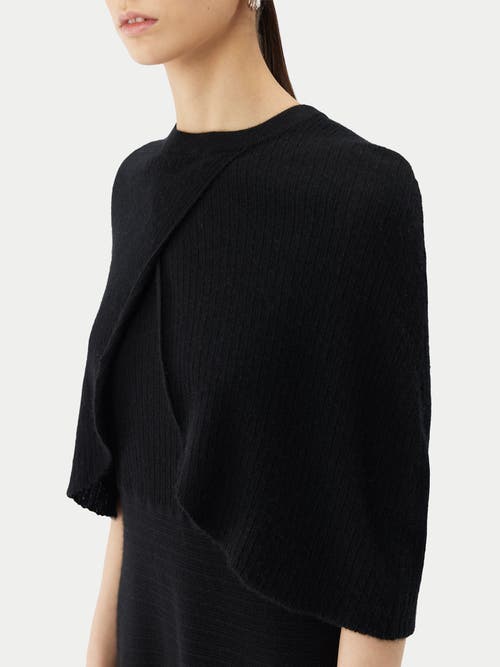 Gobi Mongolian Cashmere Lightweight Silk Cashmere Capelet In Black
