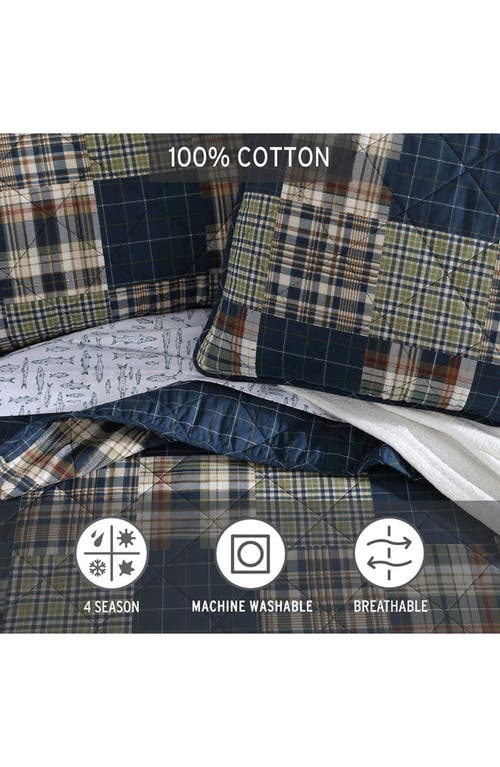Shop Eddie Bauer Madrona Plaid Cotton Quilt 3-piece Set In Navy/green
