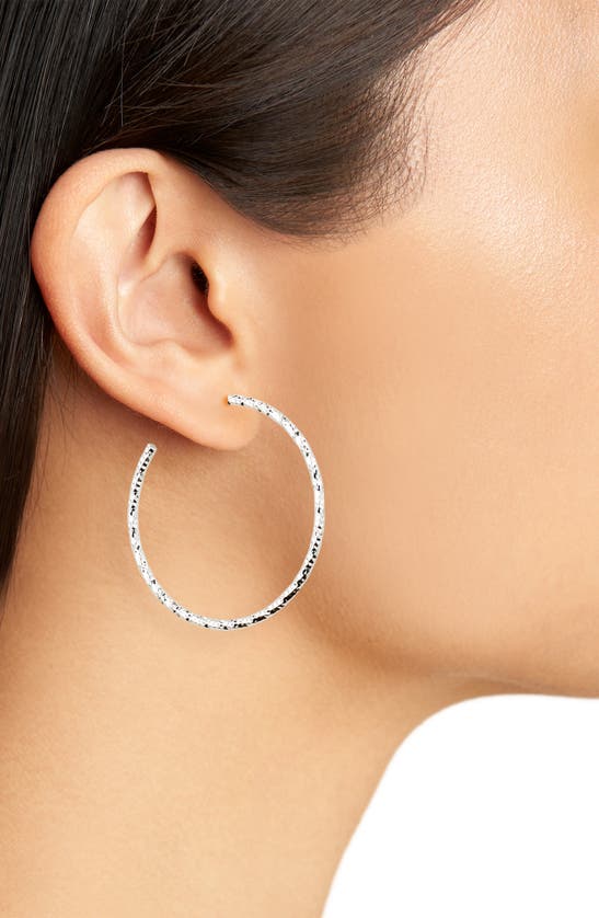 Shop Nordstrom Rack Diamond Cut Hoop Earrings In Clear- Silver