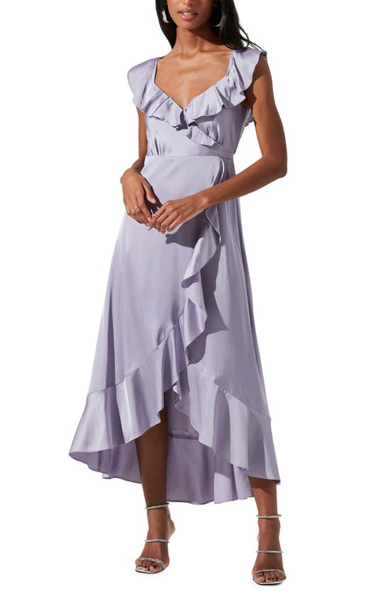 icy purple dress FROSTED LILAC Muted lavender with black, white and blue embroidery