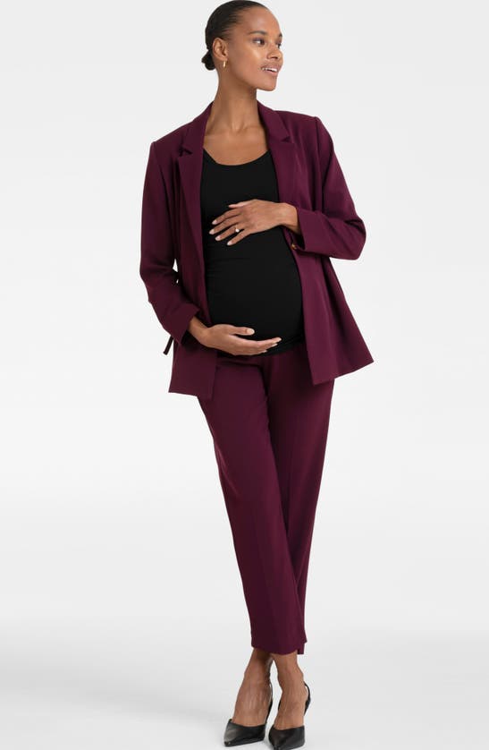 Shop Seraphine Tailored Maternity Blazer In Plum