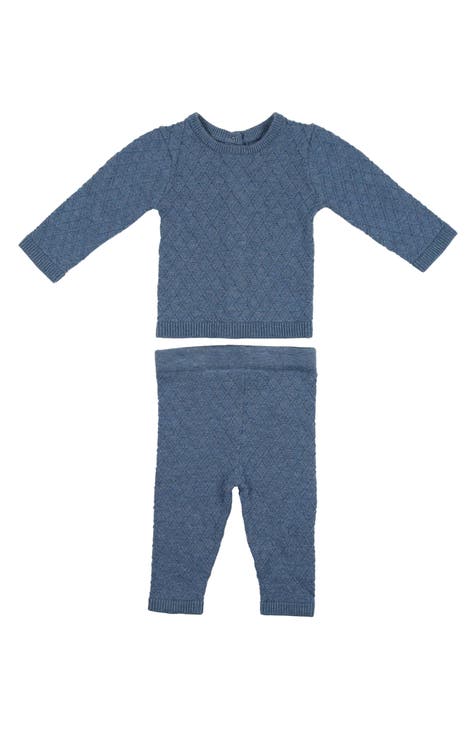 Argyle Fine Knit Cotton Long Sleeve Top & Pants Set (Baby)