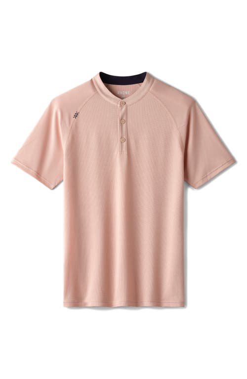 Shop Rhone Delta Piqué Performance Henley In Rose Dust