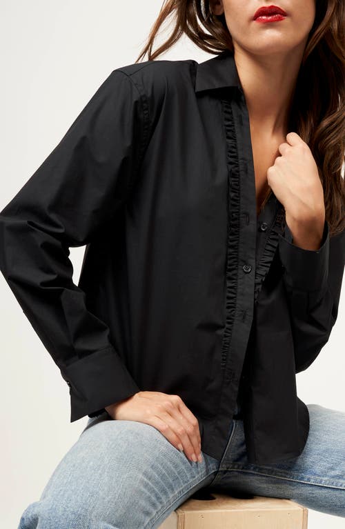 Equipment Aitana Ruffle Placket Button-up Shirt In True Black