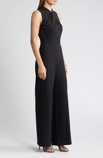 Vince Camuto Keyhole Neck Signature Stretch Crepe Jumpsuit | Nordstrom