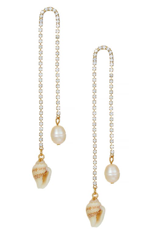 Ettika Shell & Freshwater Pearl Drop Earrings in Gold at Nordstrom