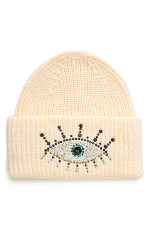 Kurt Geiger London Embellished Evil Eye Beanie In Bone