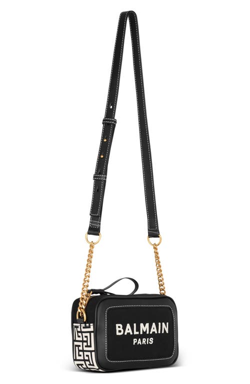 Shop Balmain B-army Monogram Crossbody Camera Bag In Ivory/black