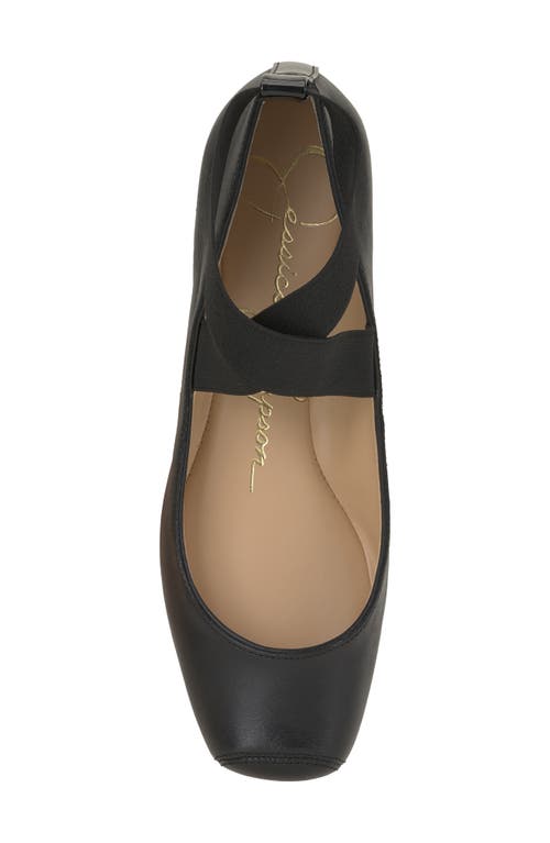 Jessica Simpson Mandayss Ankle Strap Ballet Flat In Black/black