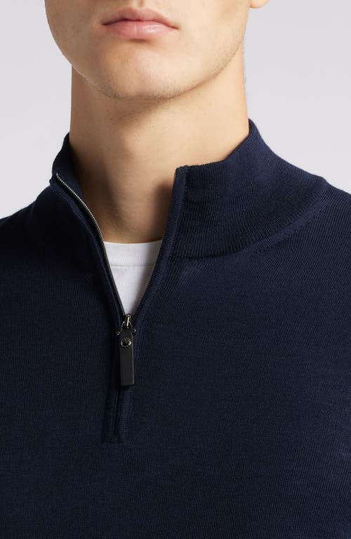 Shop Canali Quarter Zip Wool Sweater In Navy